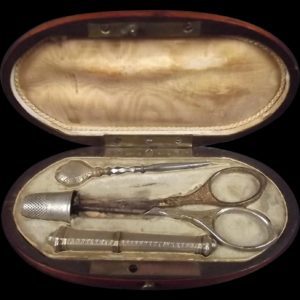 French Late Victorian Gilt Silver Cased Sewing Set
