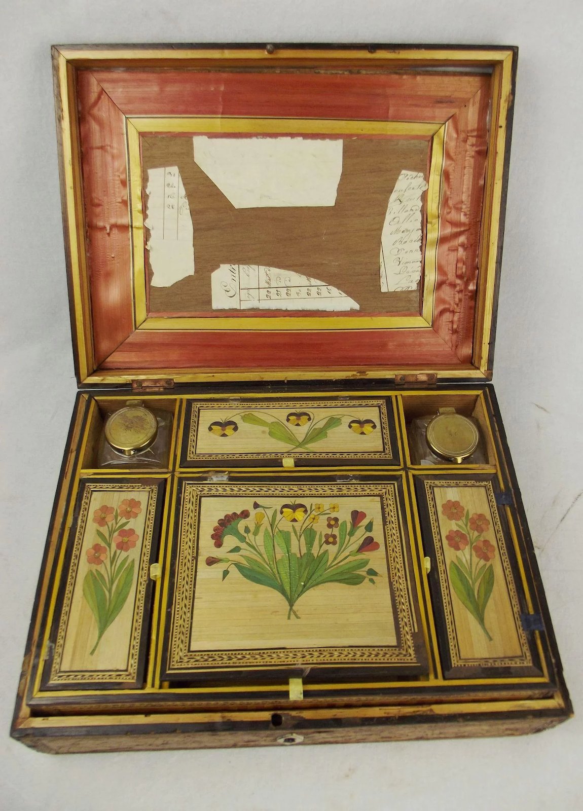 French Prisoner Of War Straw Work Decorated Writing Box c1810 - Image 3