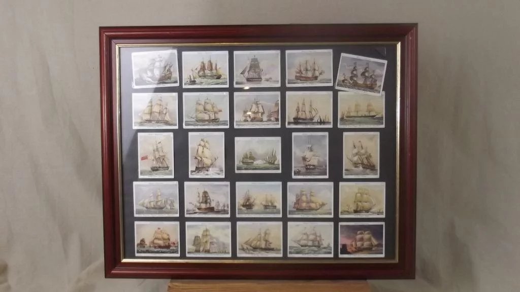 Full Framed Set Of Original Player's "Old Naval Prints" 20 Cigarette Cards - Image 2