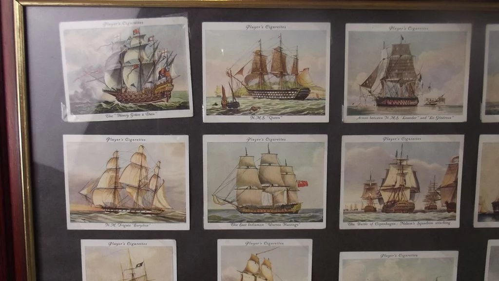 Full Framed Set Of Original Player's "Old Naval Prints" 20 Cigarette Cards - Image 3