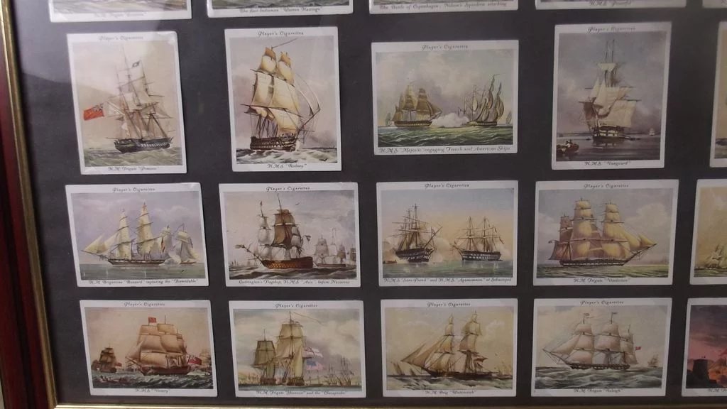 Full Framed Set Of Original Player's "Old Naval Prints" 20 Cigarette Cards - Image 4