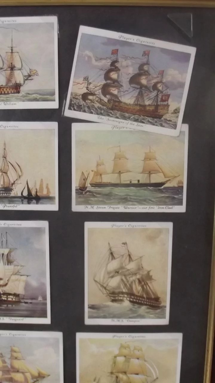 Full Framed Set Of Original Player's "Old Naval Prints" 20 Cigarette Cards - Image 5
