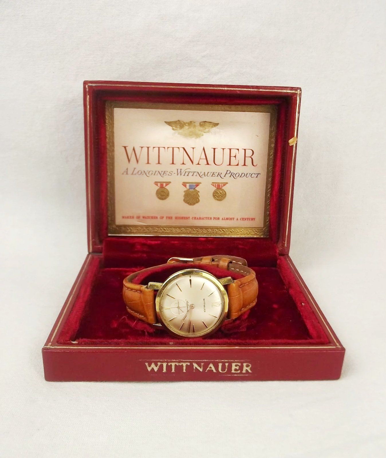 Gents Wittnauer-Longines Gold Plated Wristwatch – Boxed c1960’s