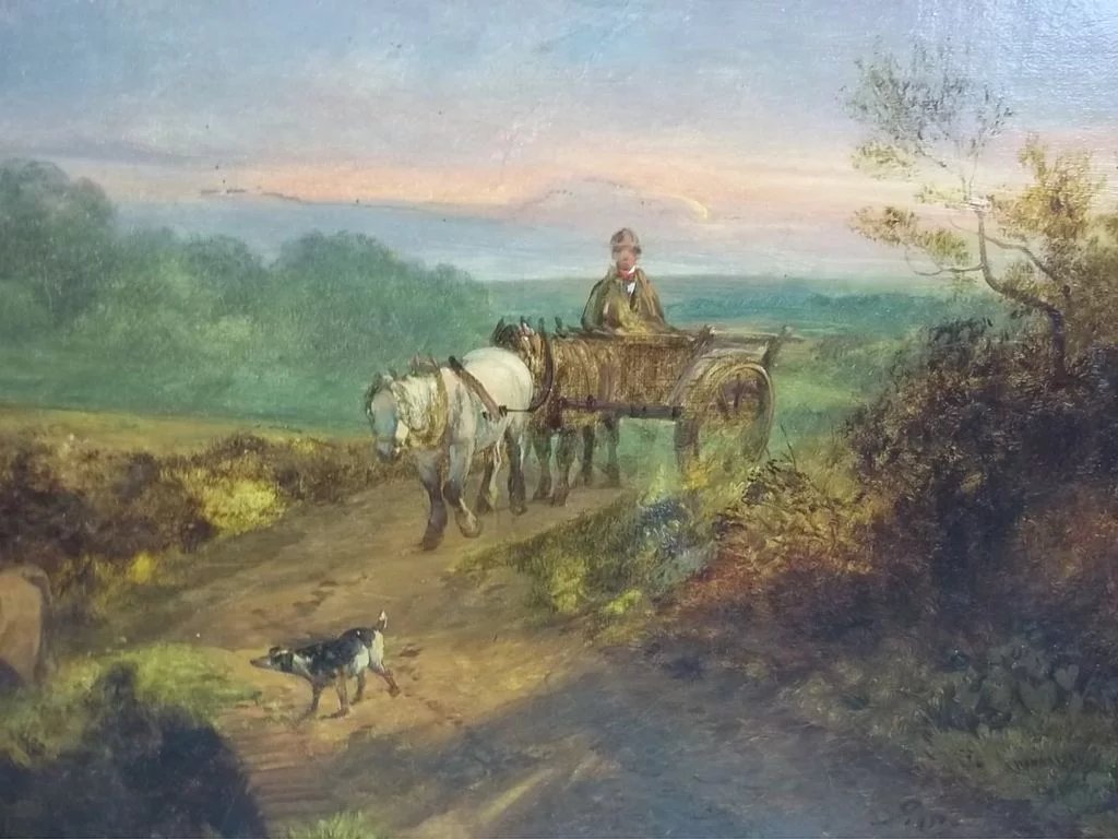 George Shalders (1826-1873) Oil On Canvas Of 'Cattle Watering At Eventide', 1855 - Image 4