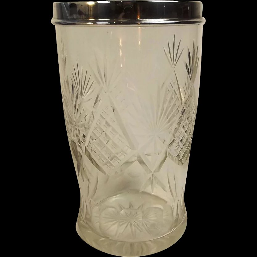 A George V Silver Mounted Cut Glass Flower Vase London 1927