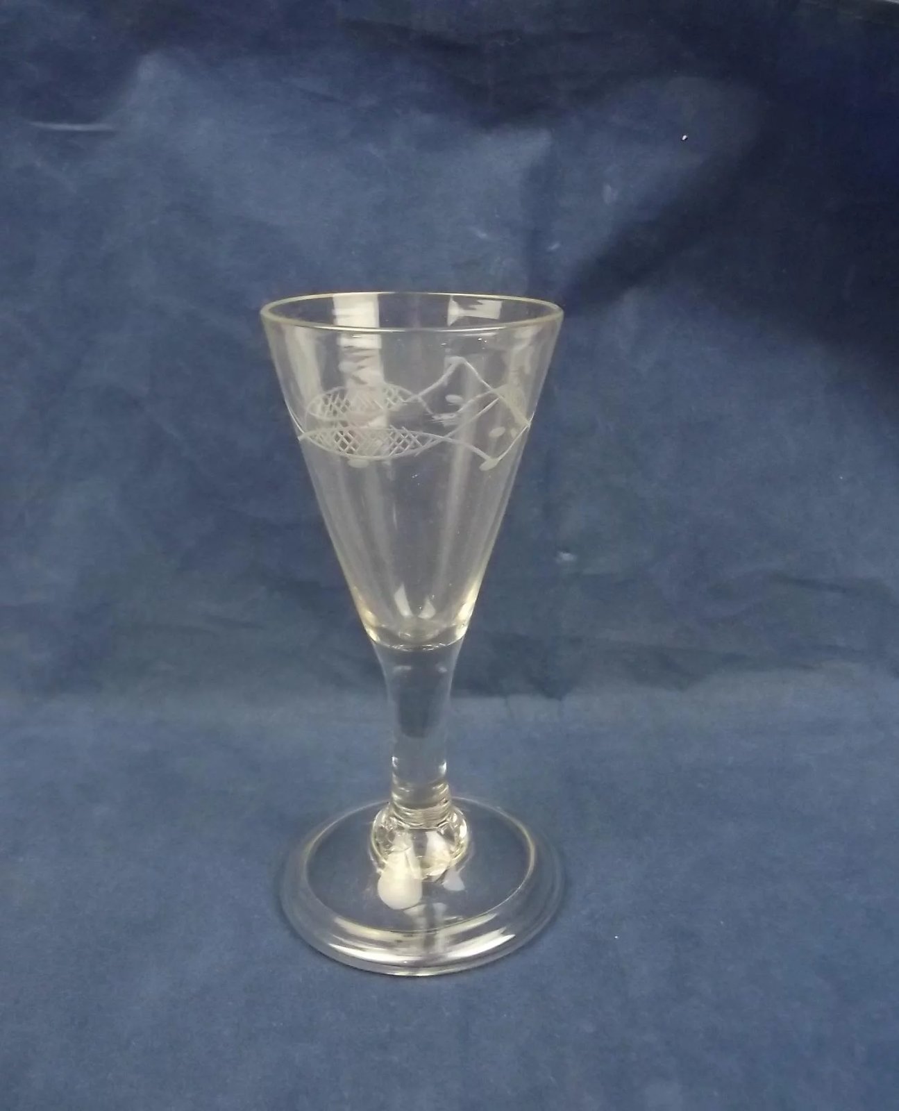 Georgian Etched Trumpet Bowl Gin Glass - Image 6