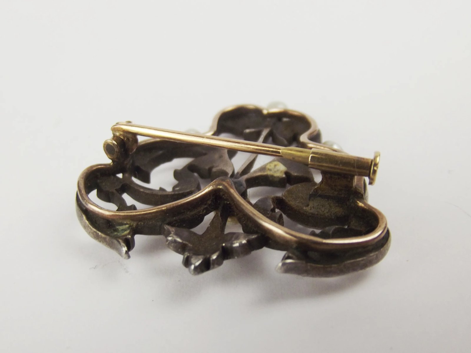 Georgian Silver & 9ct Gold Pearl & Diamond Brooch - Image 6
