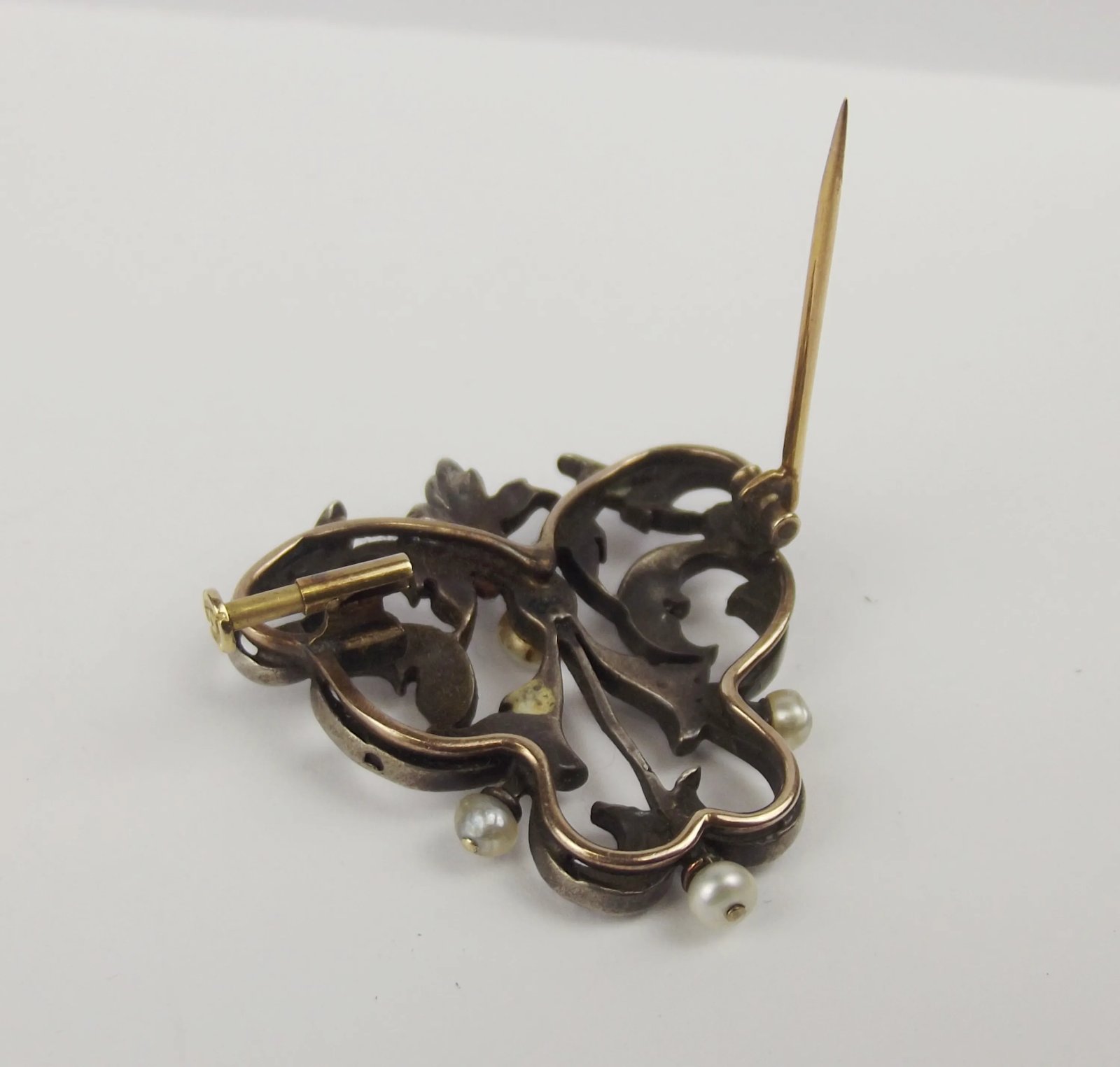 Georgian Silver & 9ct Gold Pearl & Diamond Brooch - Image 8