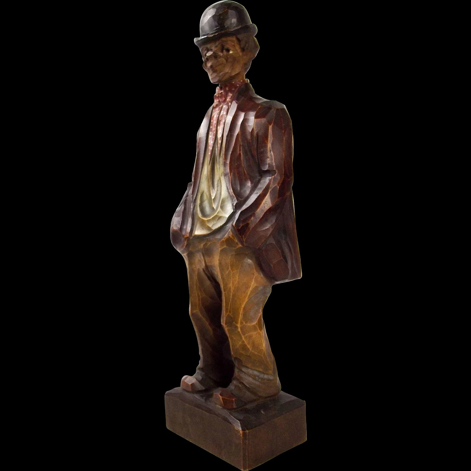 German Sycamore Polychrome Whistling Tramp By Karl Griesbaum