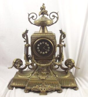 Gilded Brass Late Victorian Fireplace Clock