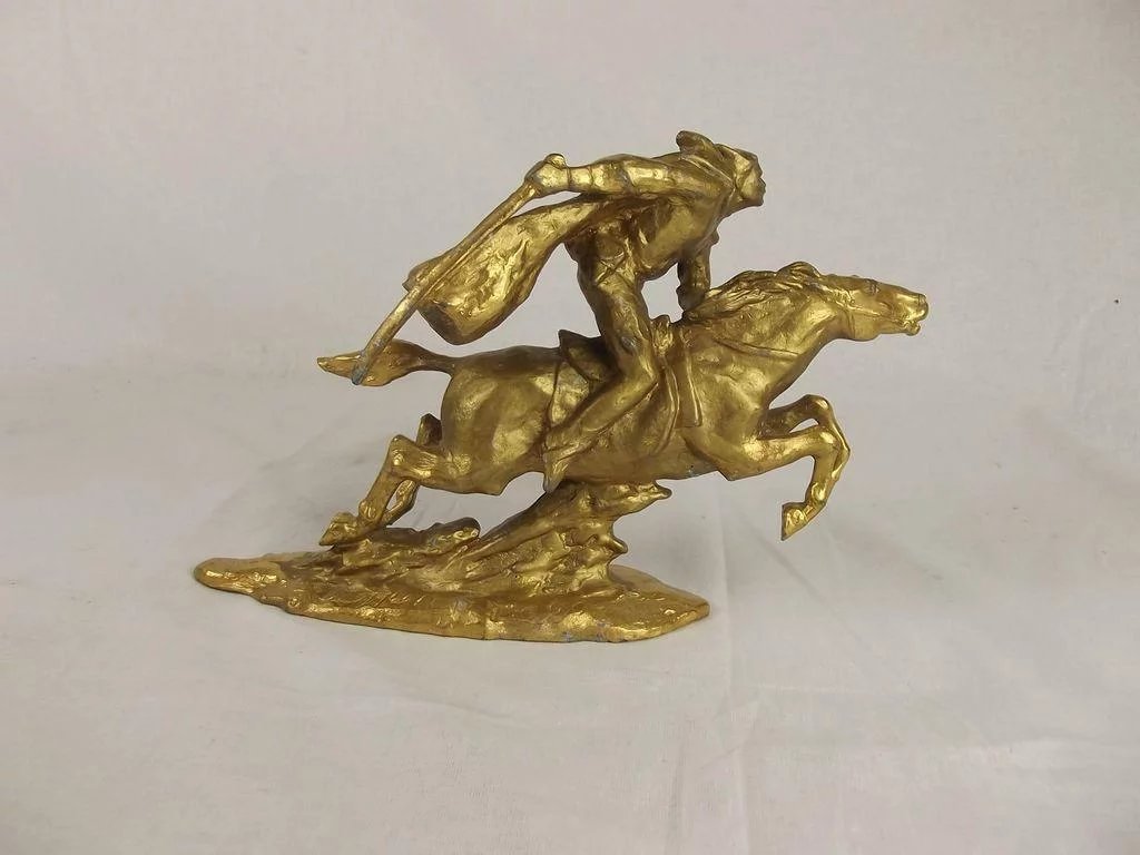 Gilt Spelter Figure Of A Dashing Cavalryman After Vasily Chapaev - Image 2