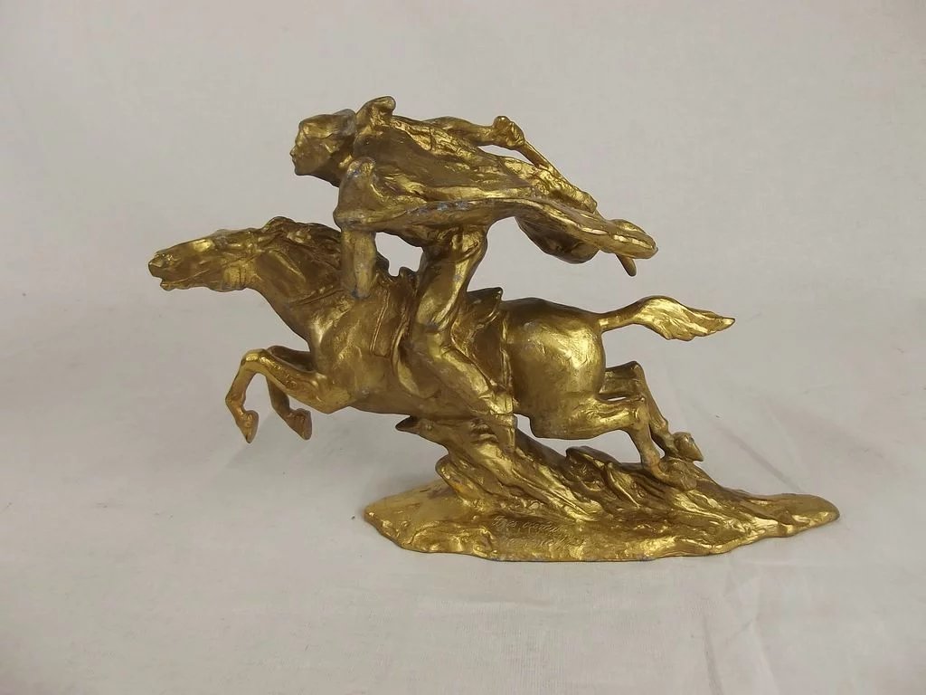 Gilt Spelter Figure Of A Dashing Cavalryman After Vasily Chapaev - Image 3