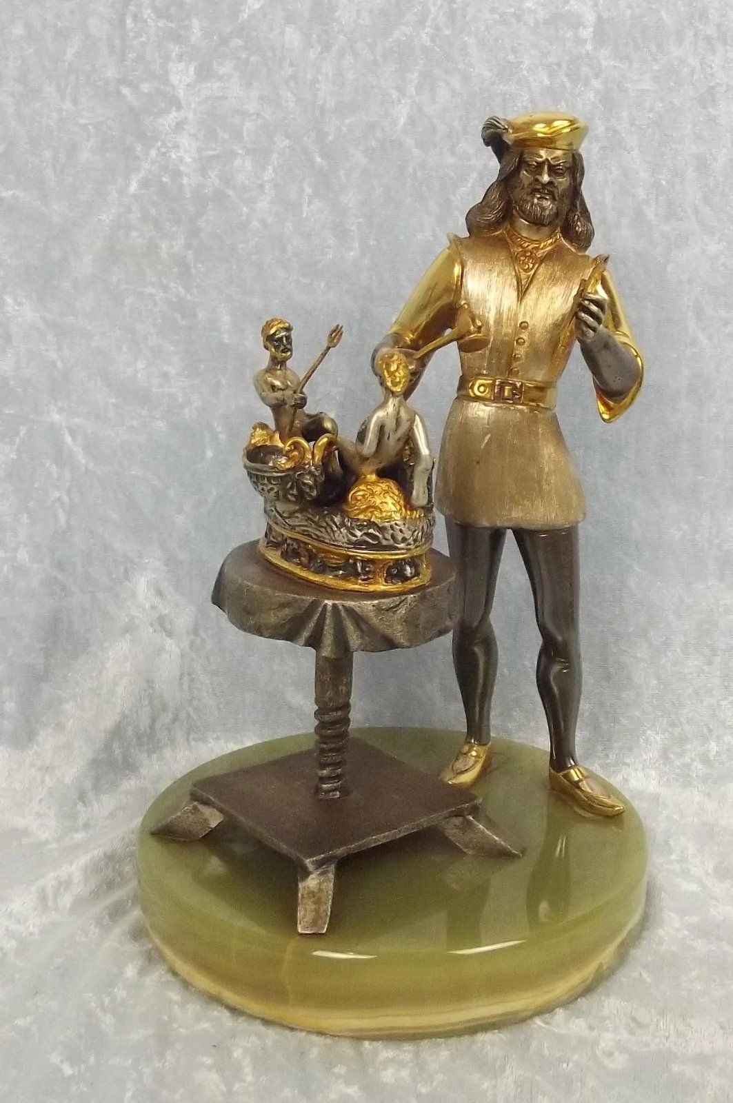 Gippe Vasari Silver & Gold Gilt Bronze Italian Statue Sculptor Figurine