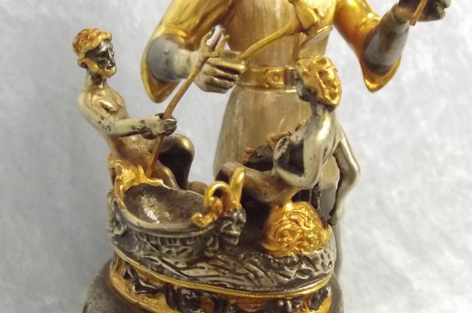Gippe Vasari Silver & Gold Gilt Bronze Italian Statue Sculptor Figurine - Image 3