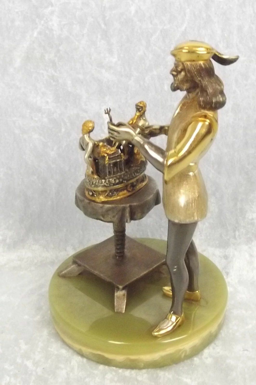 Gippe Vasari Silver & Gold Gilt Bronze Italian Statue Sculptor Figurine - Image 5
