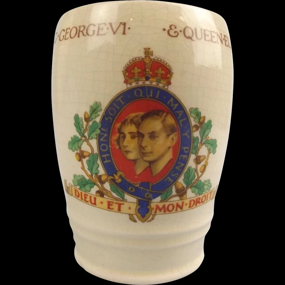 Gosport King George VI & Queen Elizabeth Coronation Porcelain Beaker 1937 #1