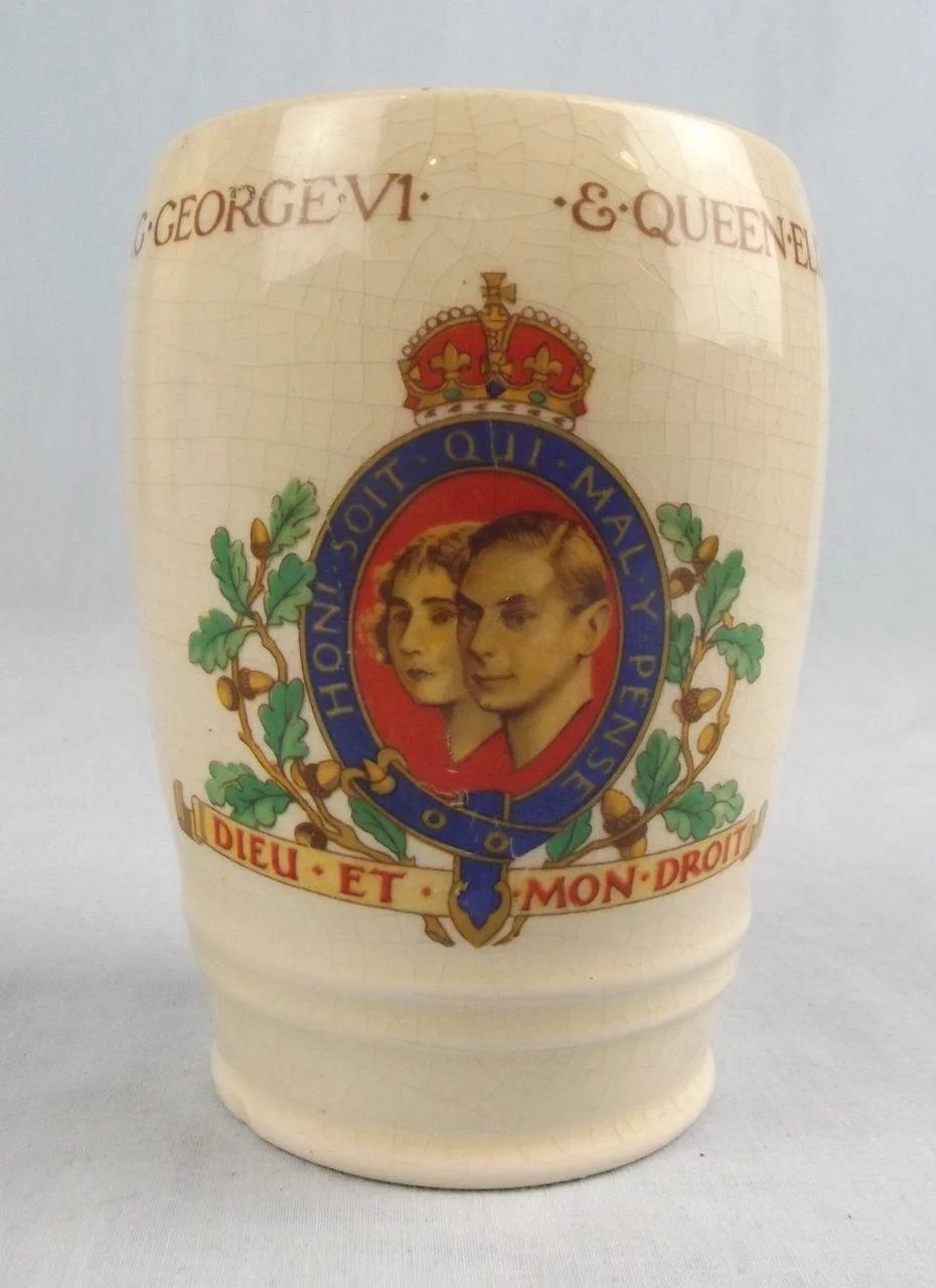 Gosport King George VI & Queen Elizabeth Coronation Porcelain Beaker 1937 #1 - Image 2