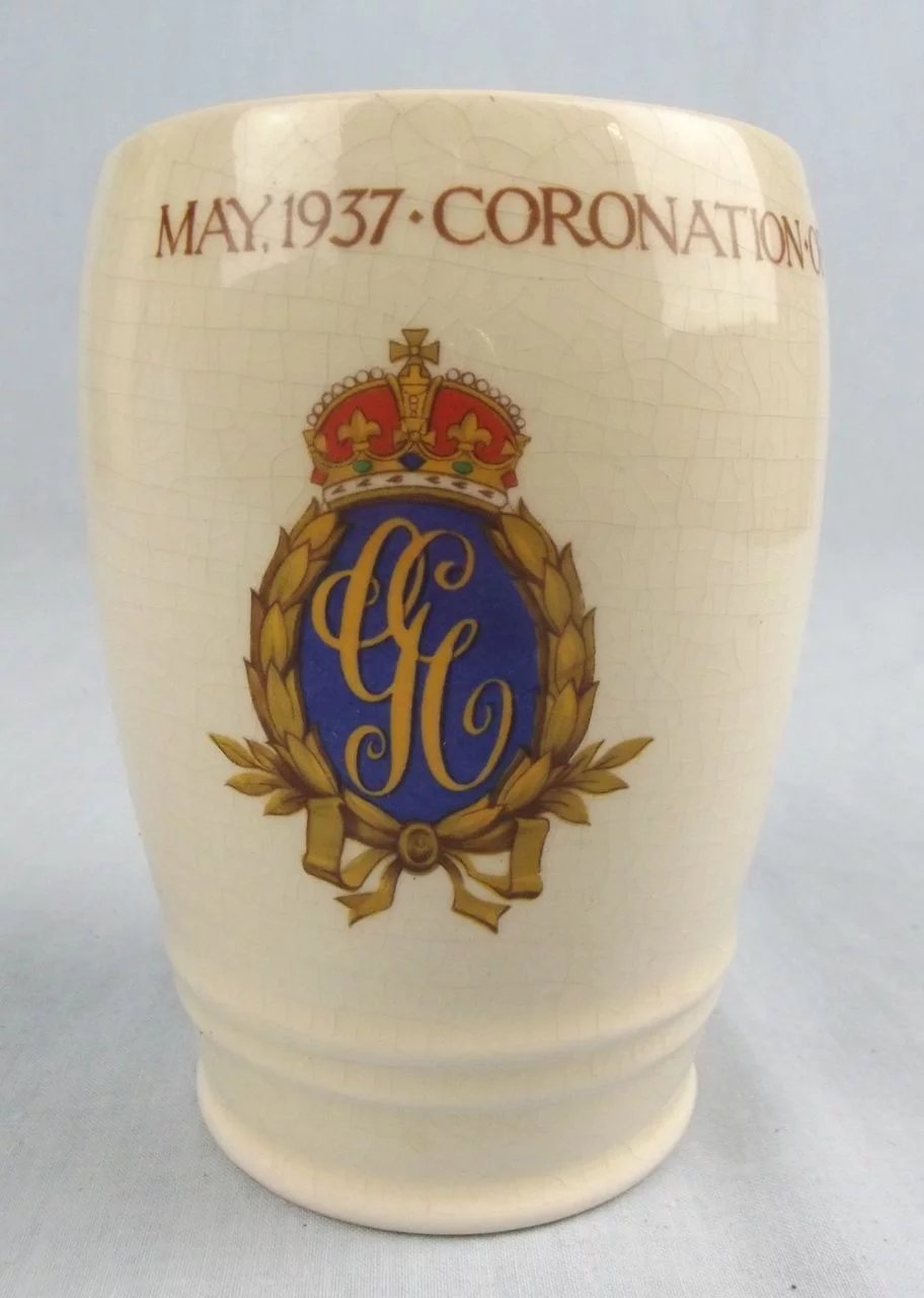 Gosport King George VI & Queen Elizabeth Coronation Porcelain Beaker 1937 #1 - Image 3
