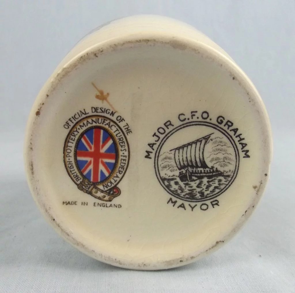 Gosport King George VI & Queen Elizabeth Coronation Porcelain Beaker 1937 #1 - Image 4