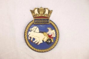 HMS Auriga, Aluminium Ships Crest – Mess Plaque - Unmounted
