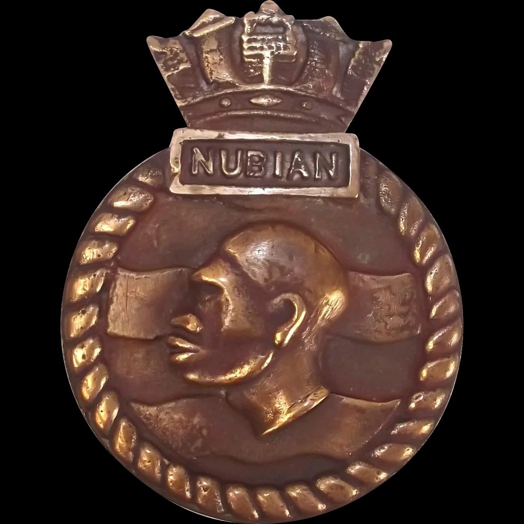 HMS Nubian Bronze Ships Crest Tompion 1937 Destroyer