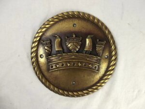 HMS Trafalgar Bronze Ships Crest Tompian Mounted 1887 Trafalgar Class Battleship
