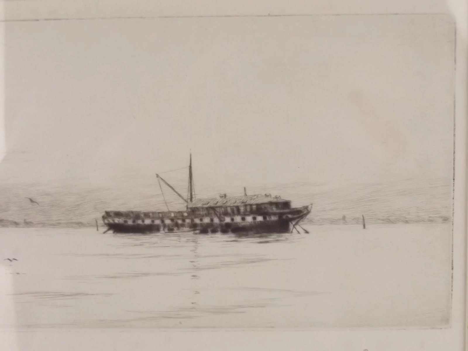 Harold Wyllie (1880-1975) Signed Framed Engraving - Old Hulks In The Harbour - Image 7