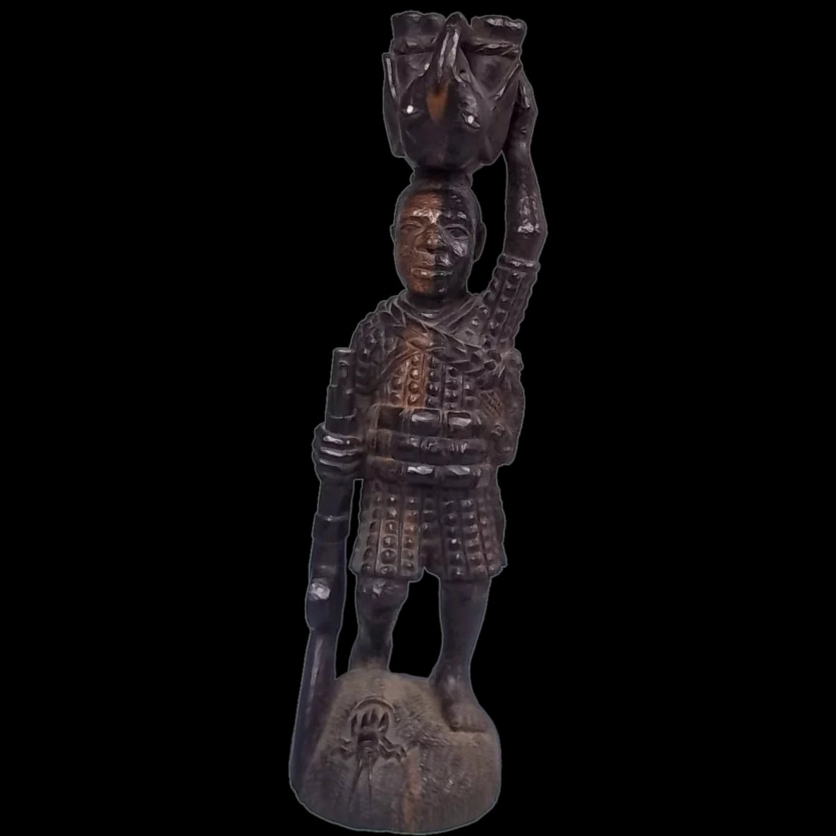Hunting Figurine From Kenya Featuring Animals And A Flintlock C.1870