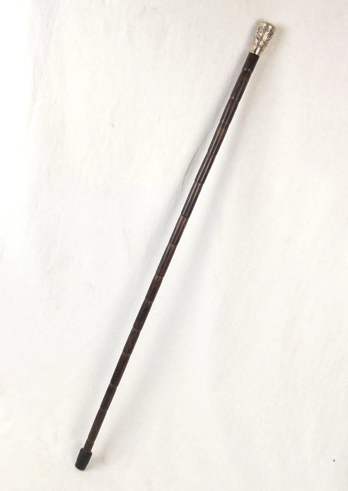 Indian Silver Capped Bamboo Walking Cane - Image 2