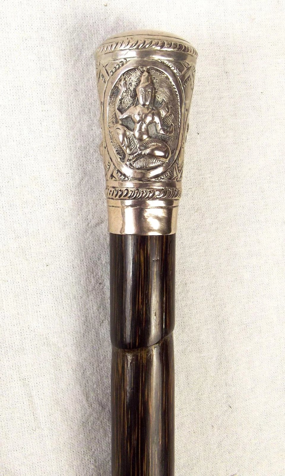 Indian Silver Capped Bamboo Walking Cane - Image 3