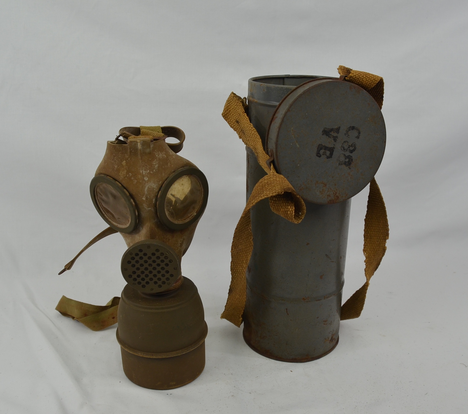 French C38 WW2 Gas Mask Original And Complete