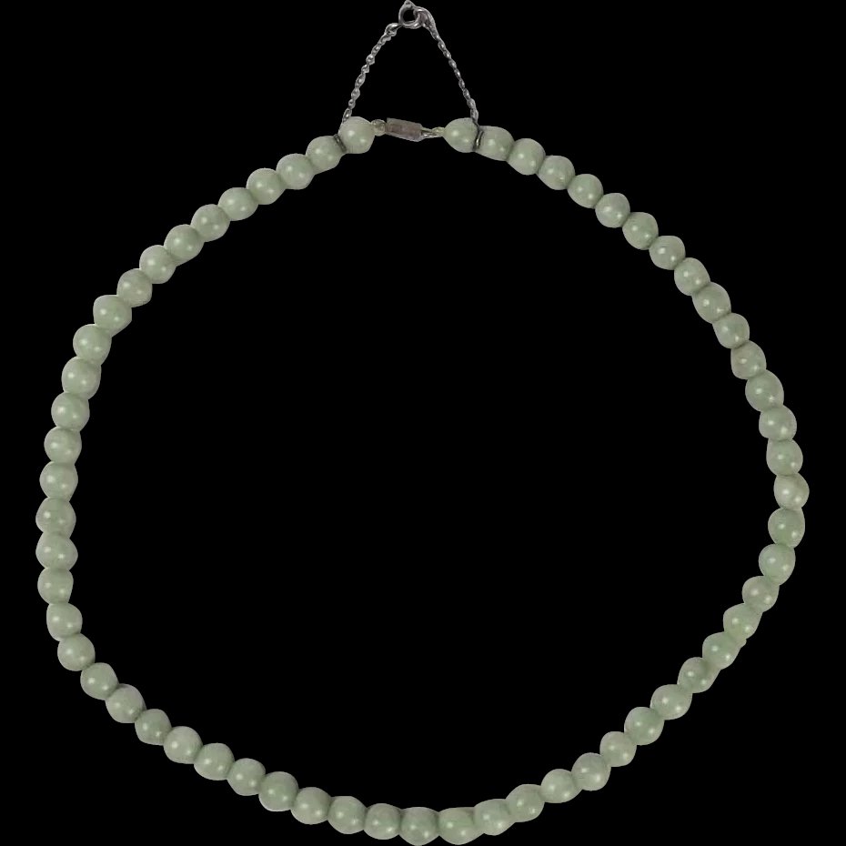 Jade Bead & Silver Necklace