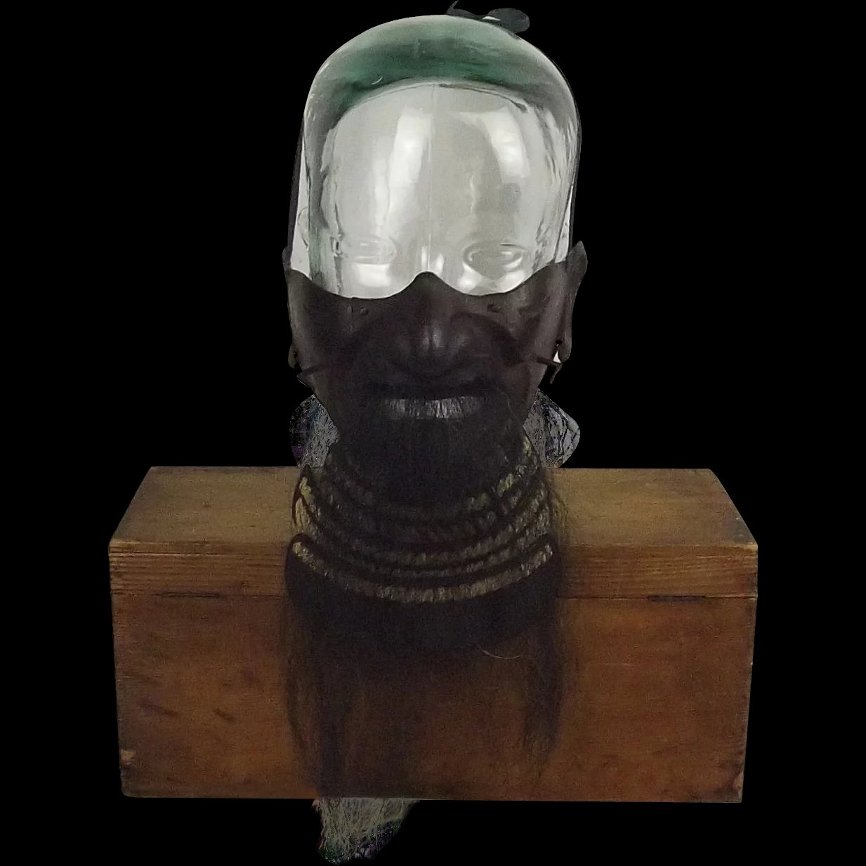 Japanese Edo Period "Tetsu Sabiji Urushi Nuri Ressei" Half Mask