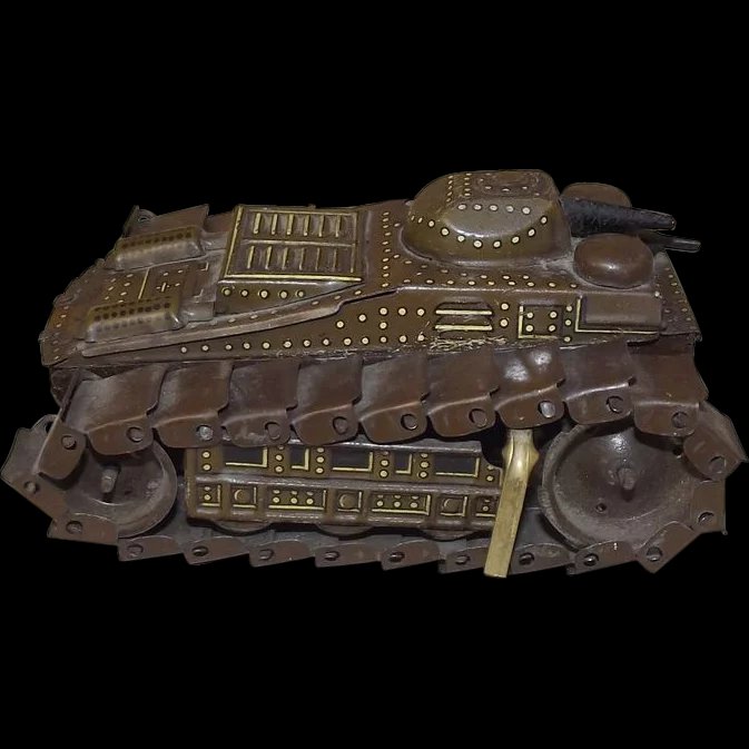 Japanese Pre-War Clockwork Tinplate Tank