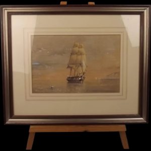 K. Browne Framed & Signed Watercolour Of A Sailing Ship
