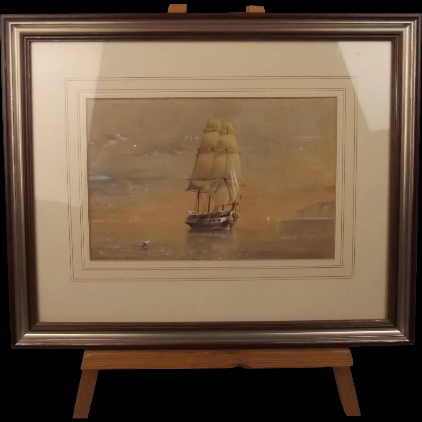 K. Browne Framed & Signed Watercolour Of A Sailing Ship