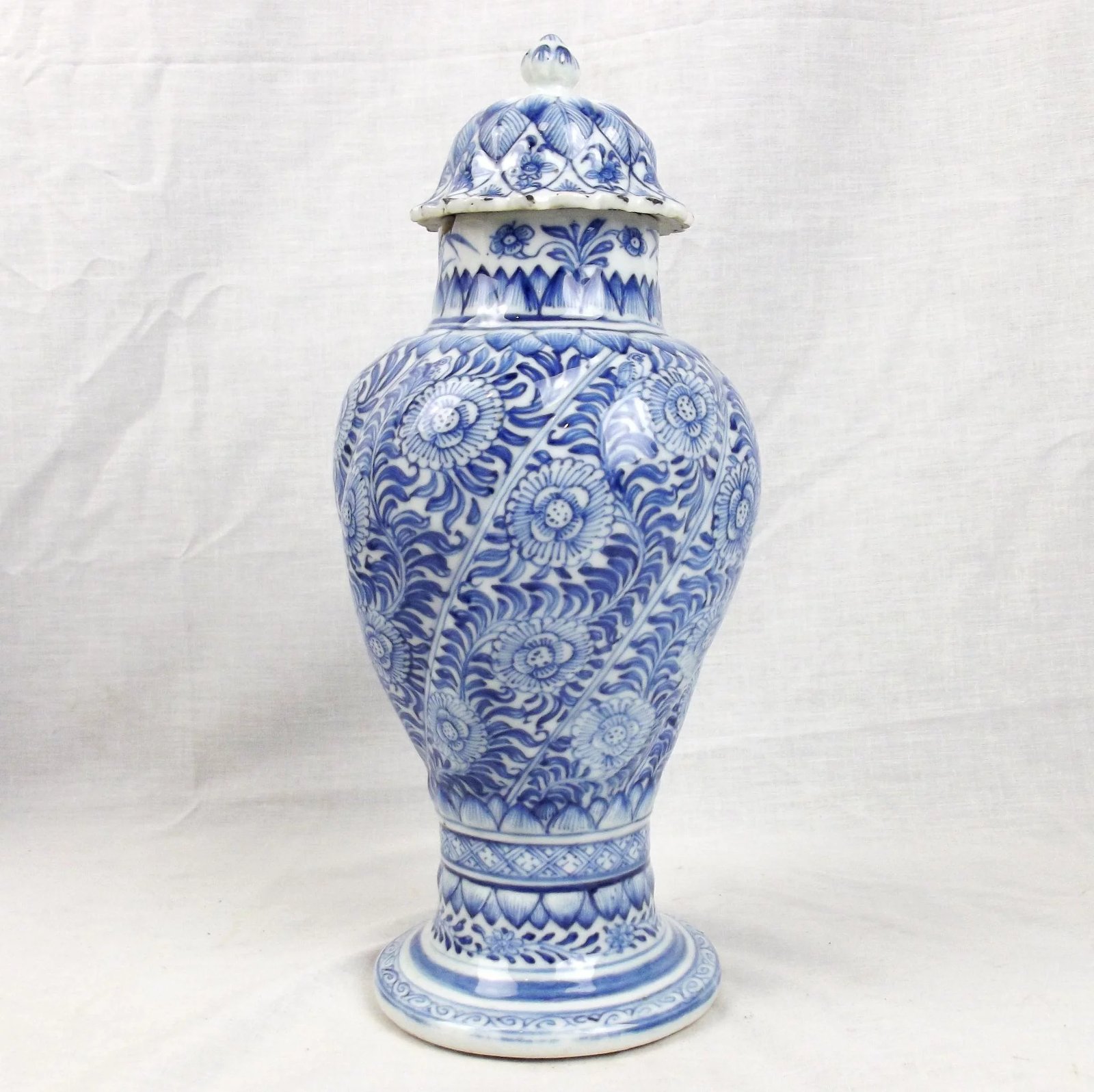 Kangxi Cobalt Blue & White Spiralling Baluster Vase - Circa 1680 Pair - Image 2