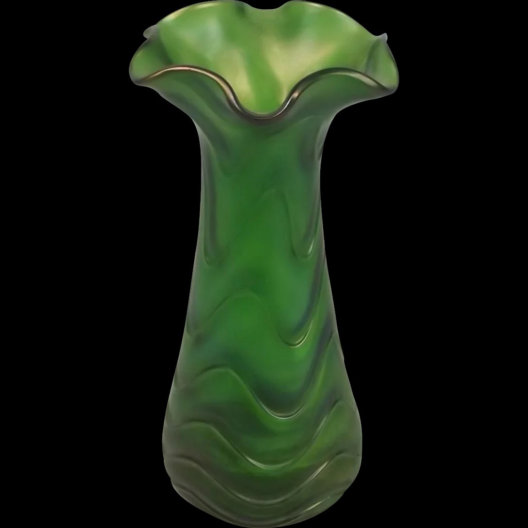 Kralik Iridescent Green Glass Vase