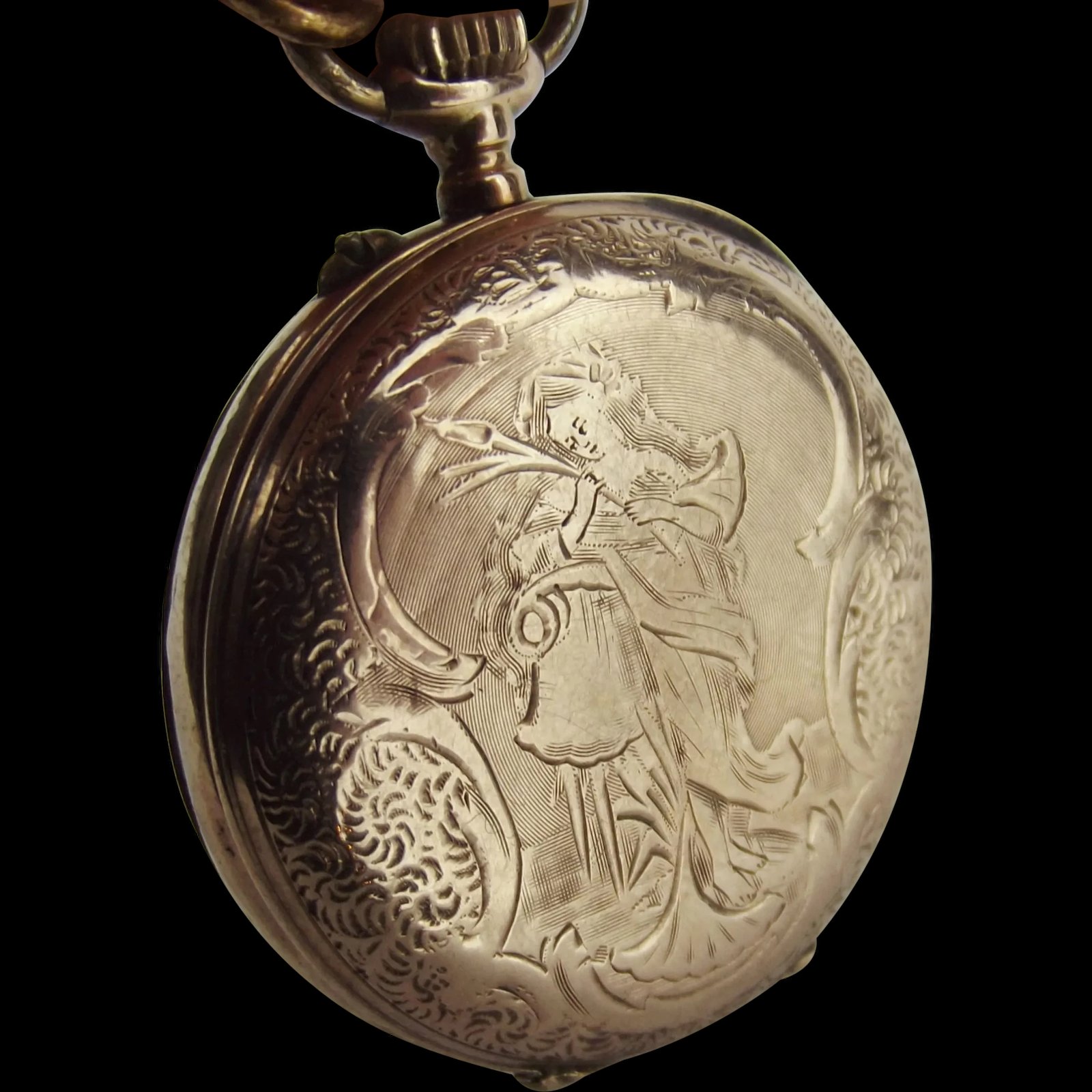 Ladies Gold Plated French Pocket Watch