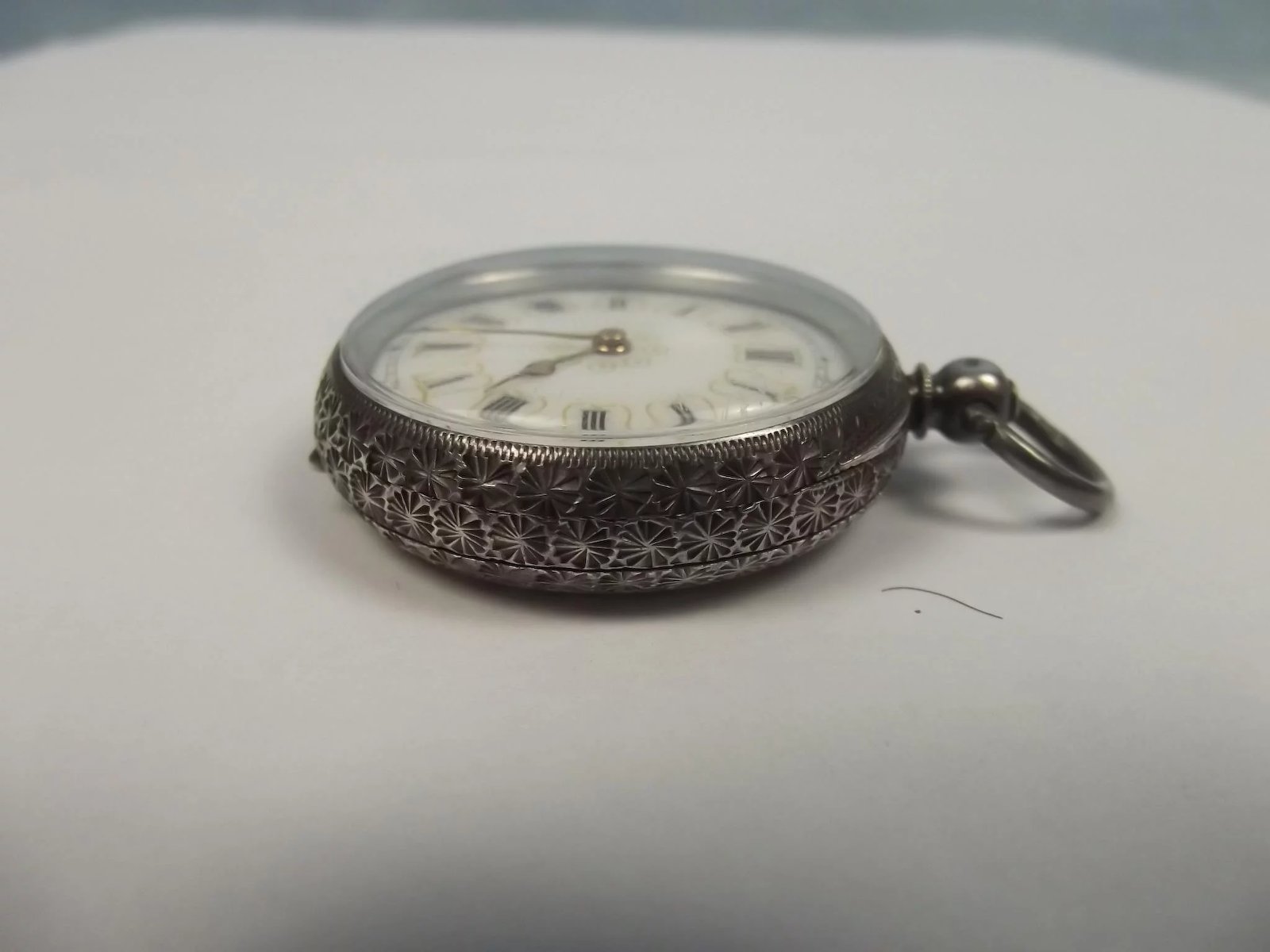 Ladies Swiss 87.5% JG Silver Pocket Watch Wind Up - Image 4