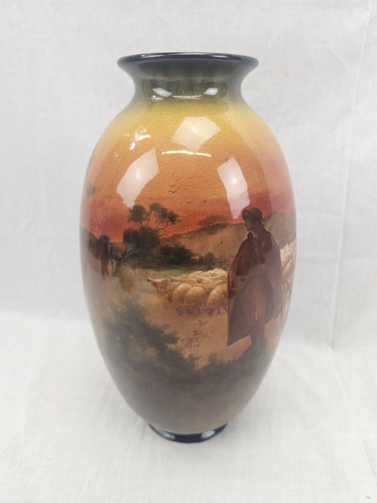 Large Doulton Flambe Vase With Shepherd And Sheep Landscape By C B Hopkins - Image 8