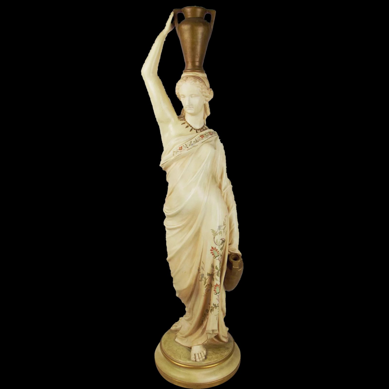 Large Royal Worcester Blush Porcelain Grecian Maiden Figure c1892