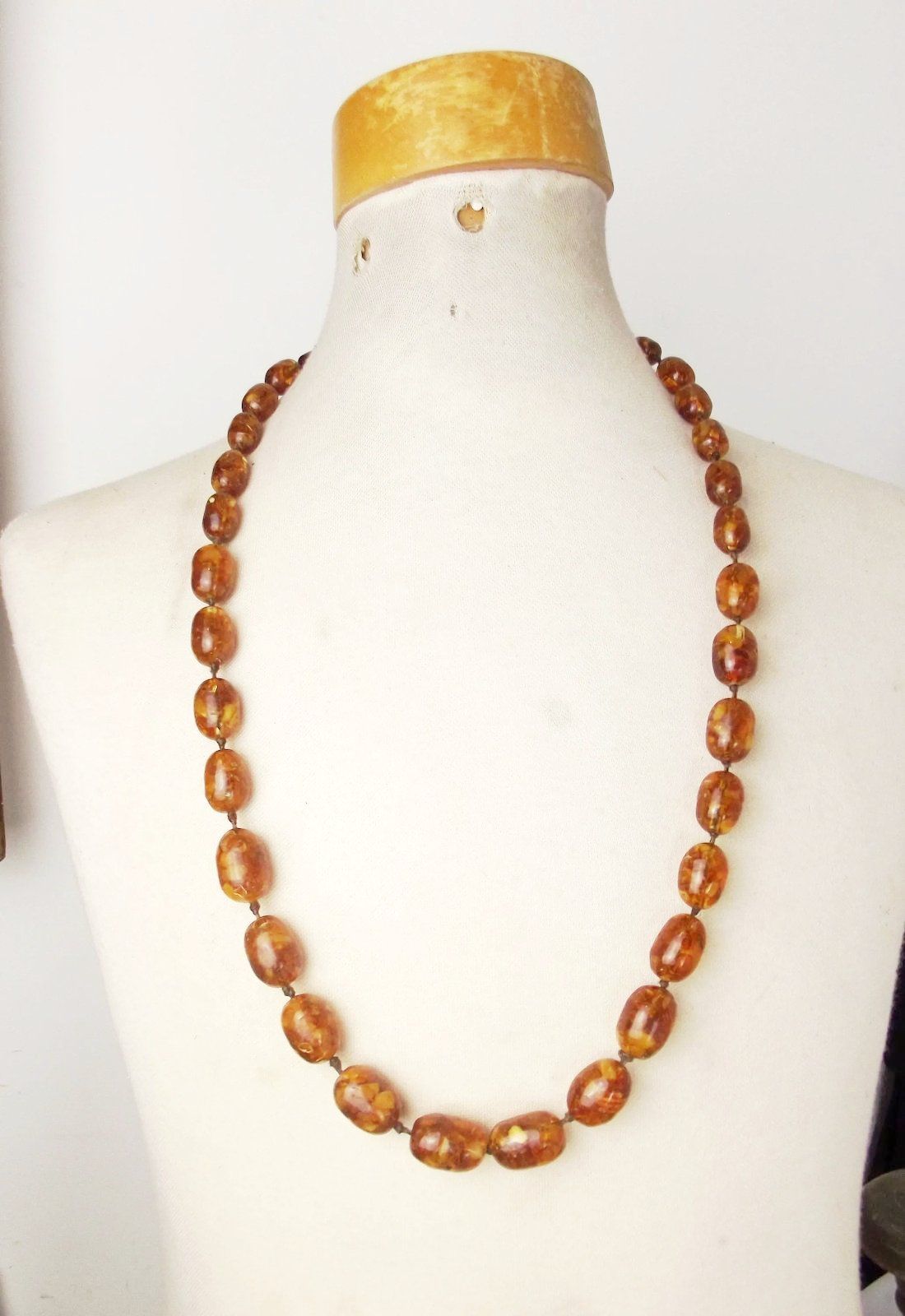 Large Vintage Amber Beaded Necklace c1920’s - Image 7