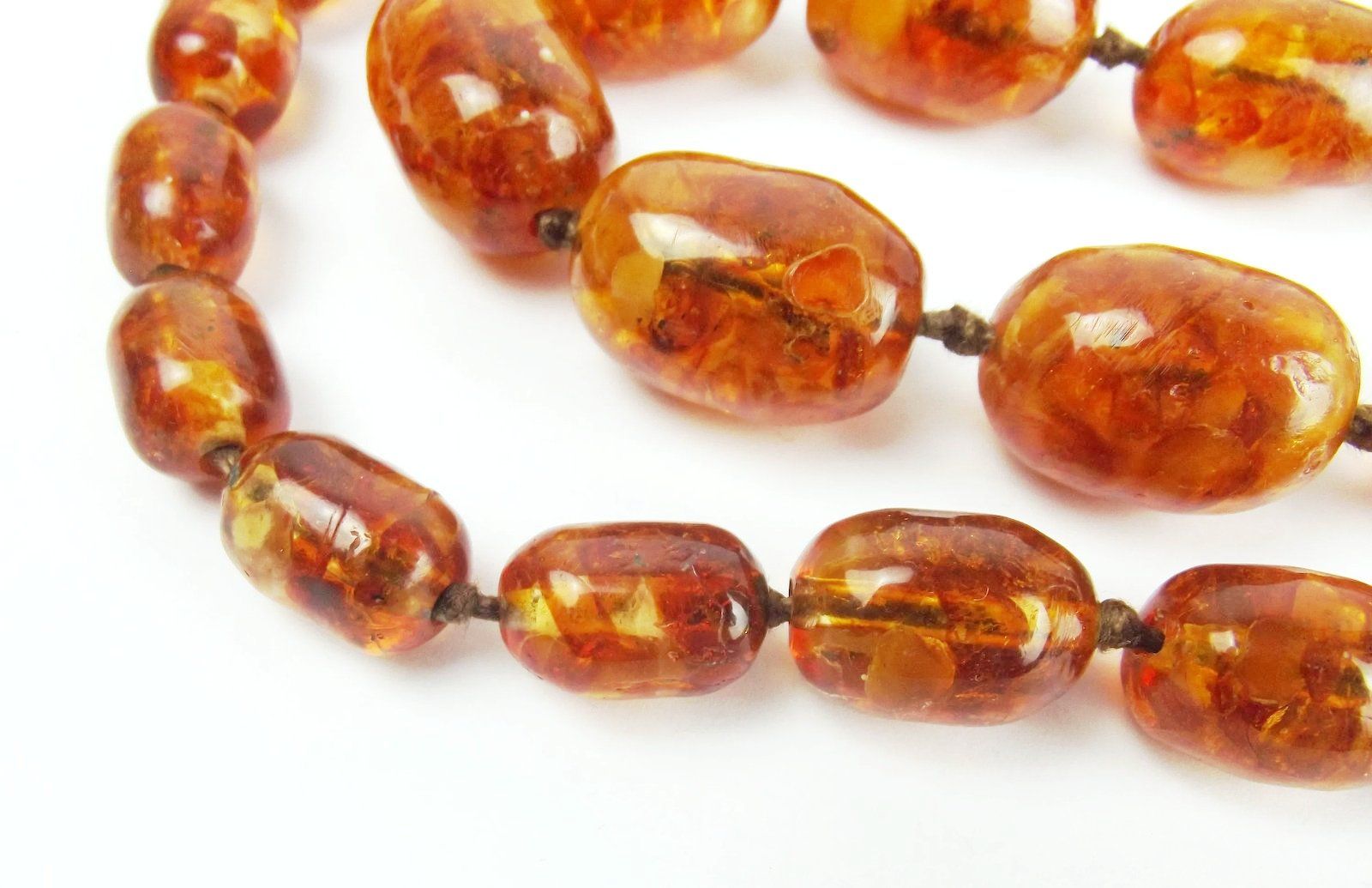 Large Vintage Amber Beaded Necklace c1920’s - Image 6