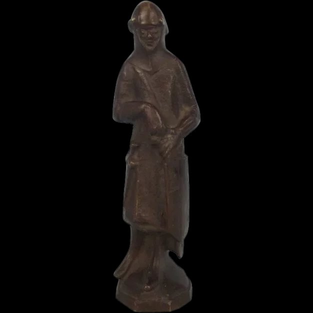 Late 19th Bronze Of A Circa 1370 Creton Of Estourment Knight Statue