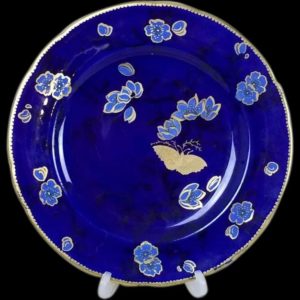 Late 19th Century Art Noveau Charles Ford Cobalt Blue Flower Pattern Plate