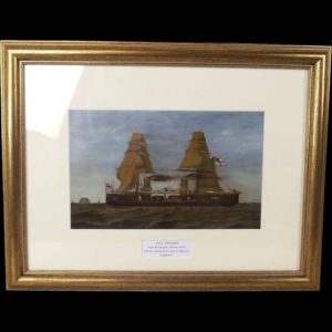Late 19th Century Oil Of HMS Inflexible