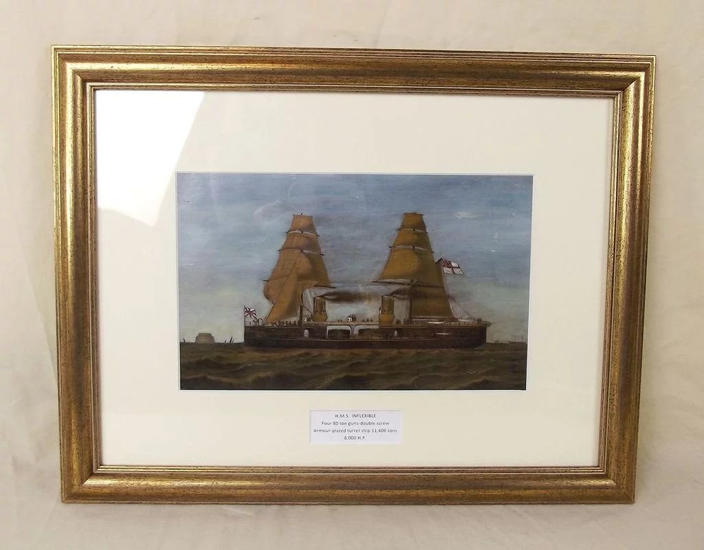 Late 19th Century Oil Of HMS Inflexible - Image 2