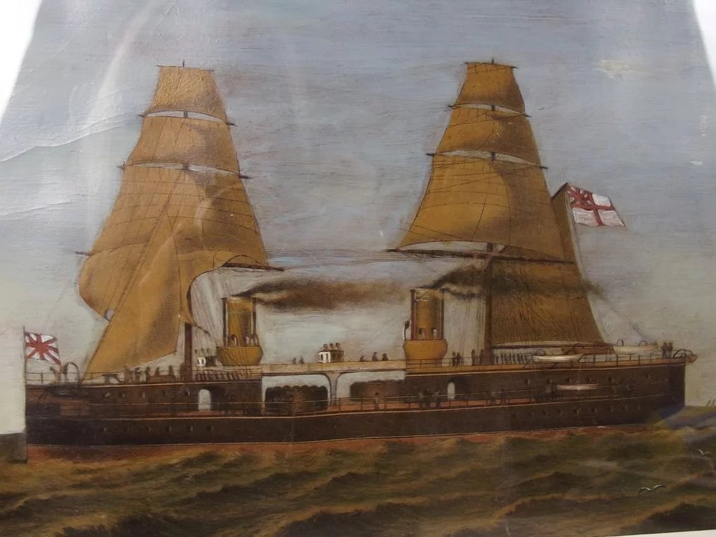 Late 19th Century Oil Of HMS Inflexible - Image 3