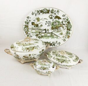 Late 19thC Ashworth Yedo Pattern Tureen Set In Green